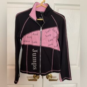 Figure Sport Ice Skating Jacket Bling Jumps Skater Warmup Zip Black Pink L